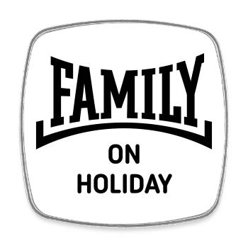 Famille en vacances (Vacances en famille / Concave / B) - Magnet carré - blanc - Devant