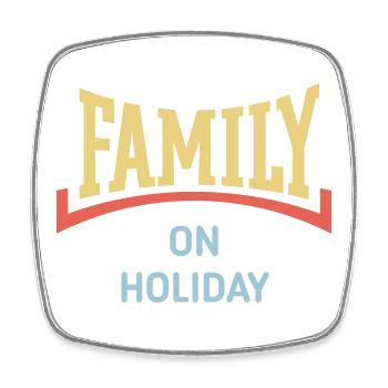 Famille en vacances (Vacances en famille / Concave / 3C) - Magnet carré - blanc - Devant