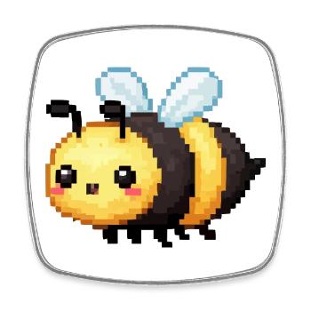 Pixel Bee Mignonnes Abeilles Rétro - Magnet carré - blanc - Devant