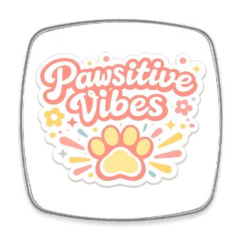 Pawsitive Vibes Paw Joy - Magnet carré - blanc - Devant