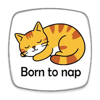 Born to Nap Katze Schlaf Design - Viereckiger Kühlschrankmagnet - Weiß - Vorne