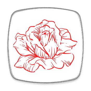 Rote Rosenlinienkunst - Viereckiger Kühlschrankmagnet - Weiß - Vorne