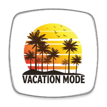 Vacation Mode Retro Palmen Sonnenuntergang Strand - Viereckiger Kühlschrankmagnet - Weiß - Vorne