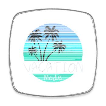 Vacation Mode Retro Palmen Sonnenuntergang Strand - Viereckiger Kühlschrankmagnet - Weiß - Vorne