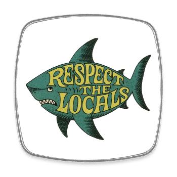 Respect the Locals Fish Tee - Square fridge magnet - white - Front