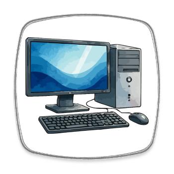 Retro PC Workstation Illustration - Square fridge magnet - white - Front