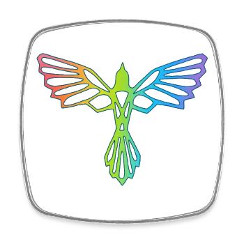 L'envol de l'oiseau multicolore - Magnet carré - blanc - Devant