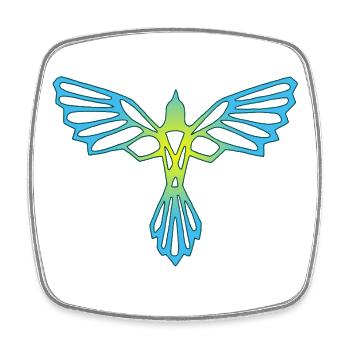 The flight of the blue and yellow bird - Square fridge magnet - white - Front