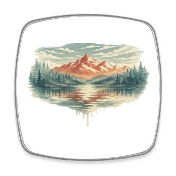 Pastel Mountain Lake - Viereckiger Kühlschrankmagnet - Weiß - Vorne