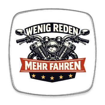 Wenig reden mehr fahren Motorrad Vintage - Viereckiger Kühlschrankmagnet - Weiß - Vorne