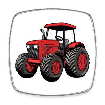 Roter Traktor Cartoon – Landwirtschaftsstil - Viereckiger Kühlschrankmagnet - Weiß - Vorne