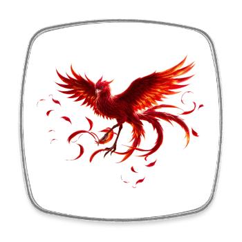 Scarlet Phoenix in flight - Square fridge magnet - white - Front