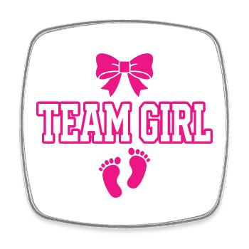 Team Girl Bow Footprints Design - Square fridge magnet - white - Front