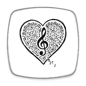 Musik Herz Notenschlüssel Liebe Sound - Viereckiger Kühlschrankmagnet - Weiß - Vorne