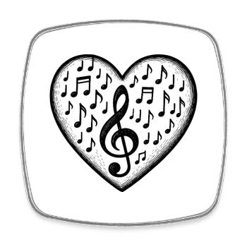 Musik Herz Notenschlüssel Liebe Sound - Viereckiger Kühlschrankmagnet - Weiß - Vorne