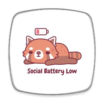 Niedlicher, müder roter Panda Introvertierter Sozialbatterie leer - Viereckiger Kühlschrankmagnet - Weiß - Vorne