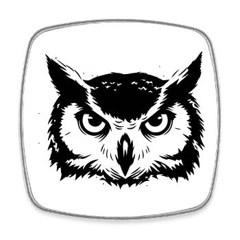 Owl Head Eagle Owl Silhouette - Square fridge magnet - white - Front