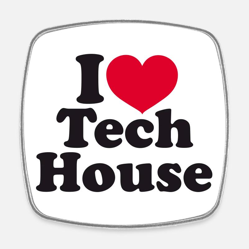 I Love Tech House - Square fridge magnet - white