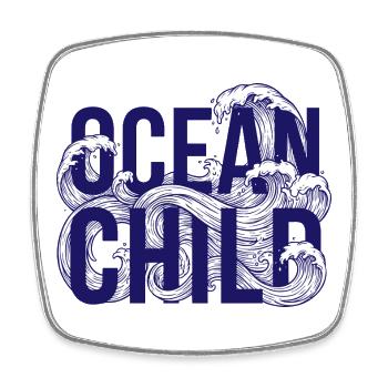 Ocean Gold Wave Art - Square fridge magnet - white - Front