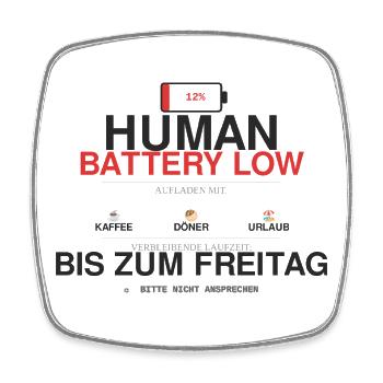 Human Battery Low Coffee Humor - Square fridge magnet - white - Front