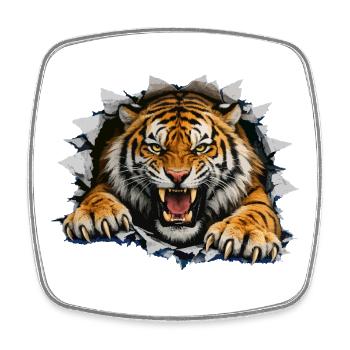 Tiger Breakthrough auf Kleidung - Viereckiger Kühlschrankmagnet - Weiß - Vorne