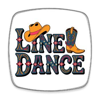 Line Dance Western Muster - Viereckiger Kühlschrankmagnet - Weiß - Vorne