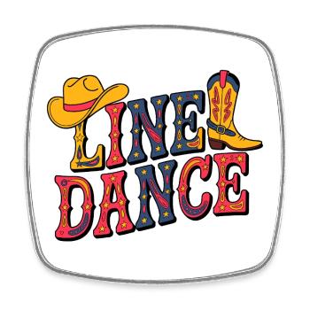 Line Dance Western Illustration - Viereckiger Kühlschrankmagnet - Weiß - Vorne
