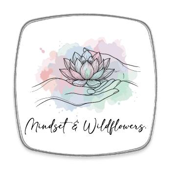Mindset Wildflowers Flowers Boho Nature Saying - Square fridge magnet - white - Front