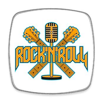 Rock 'n' Roll Retro-Mikrofon mit Gitarren - Viereckiger Kühlschrankmagnet - Weiß - Vorne