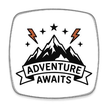 Berge Adventure Awaits Wappen - Viereckiger Kühlschrankmagnet - Weiß - Vorne