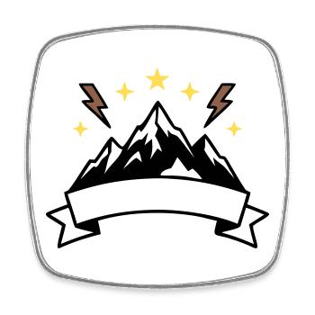 Berge Banner Textfeld Wappen - Viereckiger Kühlschrankmagnet - Weiß - Vorne