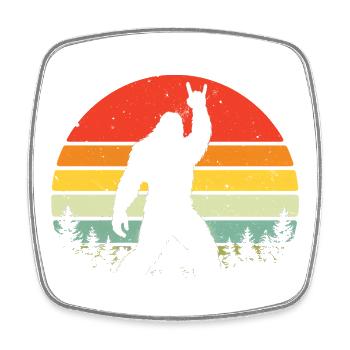 Bigfoot Rock On Sign Sasquatch Yeti Rock And Roll - Square fridge magnet - white - Front
