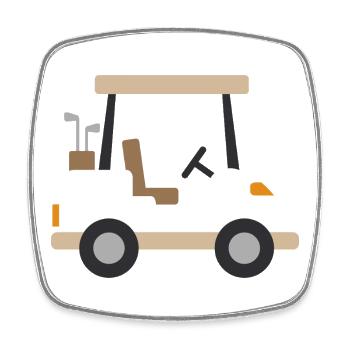 Beige Golfwagen - Viereckiger Kühlschrankmagnet - Weiß - Vorne