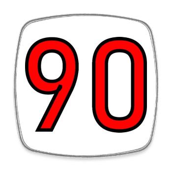 90. 90 YEARS. 90th ANNIVERSARY. 90 YEARS ANNIVERSARY. - Square fridge magnet - white - Front
