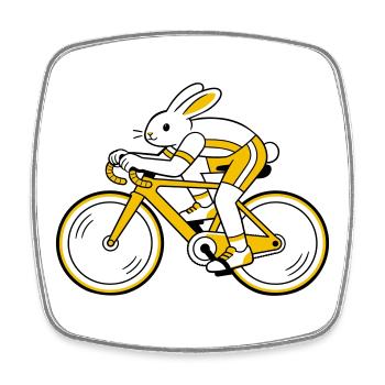 hare on a racing bike - Square fridge magnet - white - Front