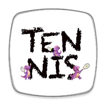 Tennis mit Dino Tami in black / offizielles Design - Viereckiger Kühlschrankmagnet - Weiß - Vorne