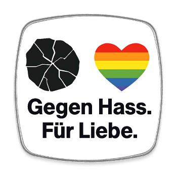 Liebe statt Hass Regenbogen Herz Spruch - Viereckiger Kühlschrankmagnet - Weiß - Vorne