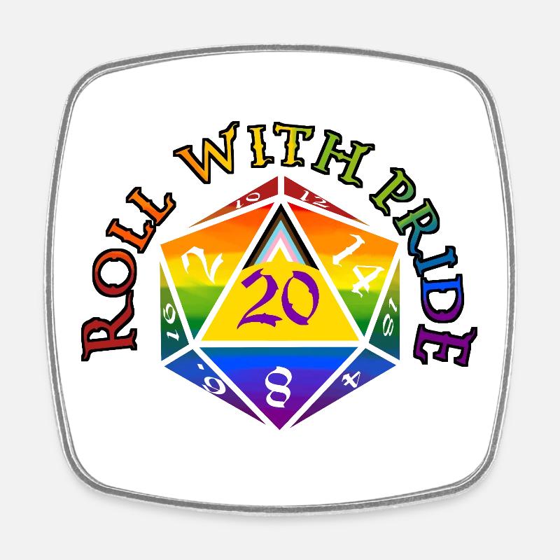 Roll with PRIDE! - Square fridge magnet - white