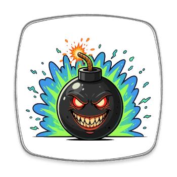 Boule de bombe en colère néonburst - Magnet carré - blanc - Devant