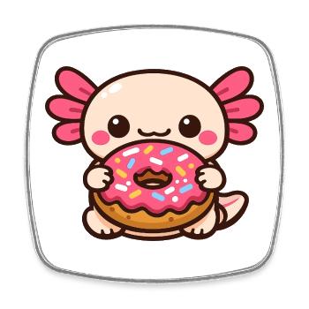Kawaii Donut Axolotl with Sprinkles - Square fridge magnet - white - Front