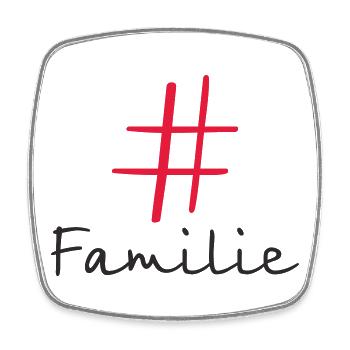 #Familie – Modernes Hashtag Textdesign - Viereckiger Kühlschrankmagnet - Weiß - Vorne