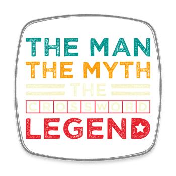 Crossword Legend The Man Myth Design - Viereckiger Kühlschrankmagnet - Weiß - Vorne
