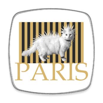 Paris Punk Chat Cheveux Longs - Magnet carré - blanc - Devant