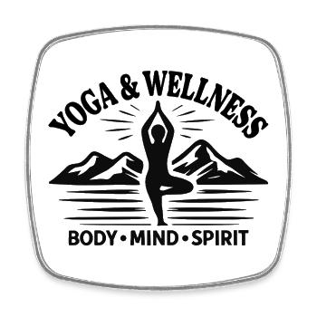 Body Mind Spirit Yoga Wellness Mountains - Square fridge magnet - white - Front