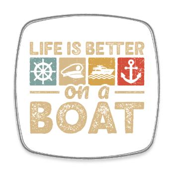 Nautischer Bootskapitän Bootsfahrer Segeln - Viereckiger Kühlschrankmagnet - Weiß - Vorne