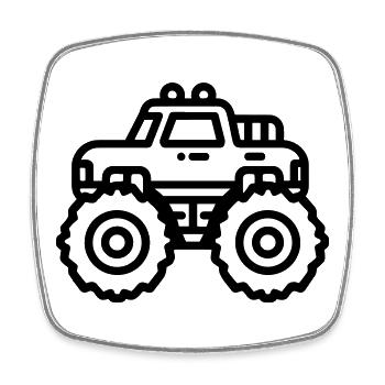Monstertruck - Viereckiger Kühlschrankmagnet - Weiß - Vorne