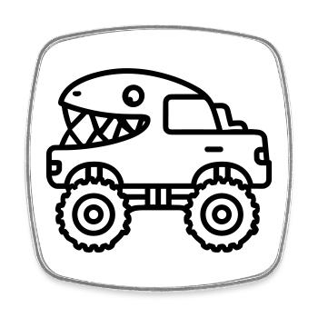 Monstertruck - Viereckiger Kühlschrankmagnet - Weiß - Vorne