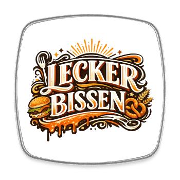 Lecker Bissen Streetfood Flair - Viereckiger Kühlschrankmagnet - Weiß - Vorne