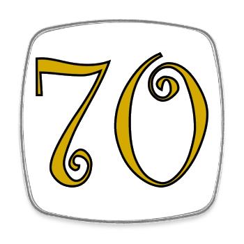 70. 70 JAHRE. 70-JÄHRIGES JUBILÄUM. 70-JÄHRIGES JUBILÄUM. - Viereckiger Kühlschrankmagnet - Weiß - Vorne