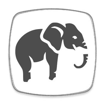 Silhouette d’éléphant Animal Afrique - Magnet carré - blanc - Devant
